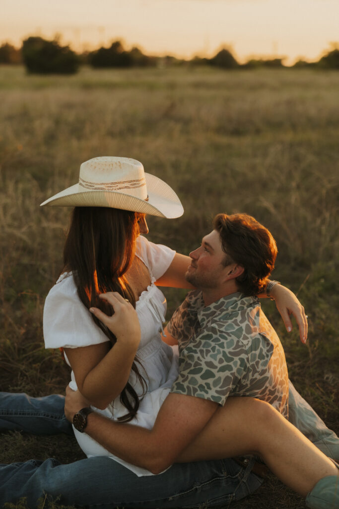 Couple in a field in Dallas, Texas