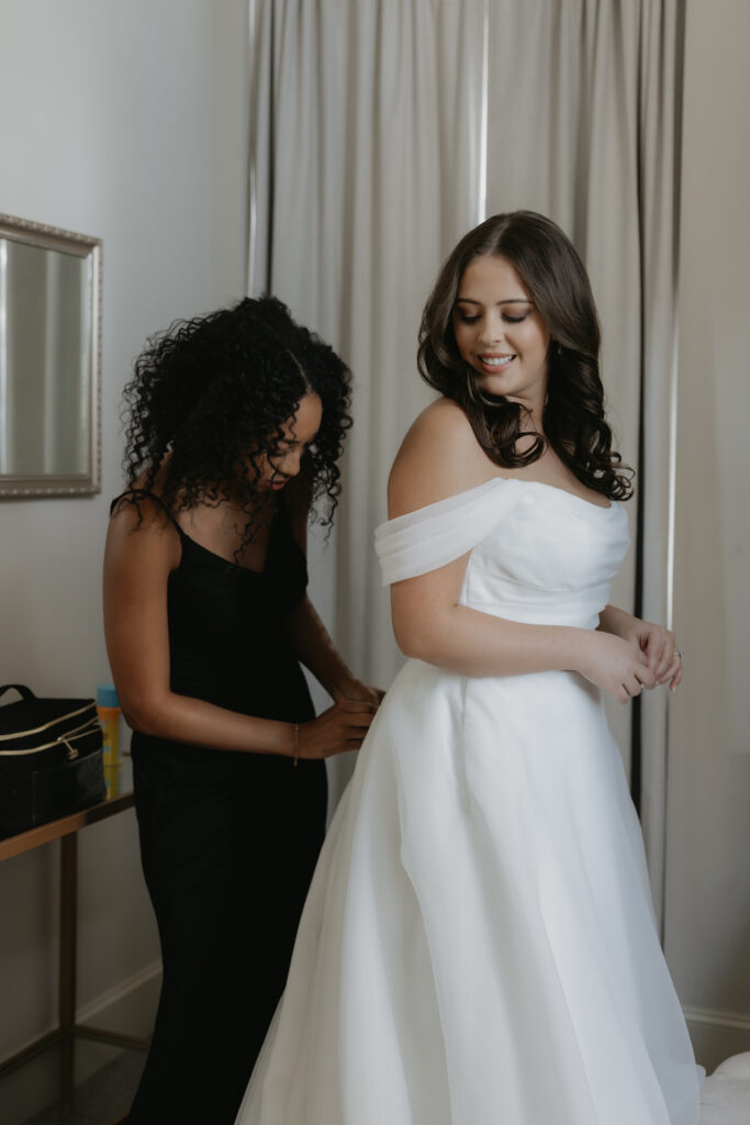 Bride getting ready for her Dallas wedding photos