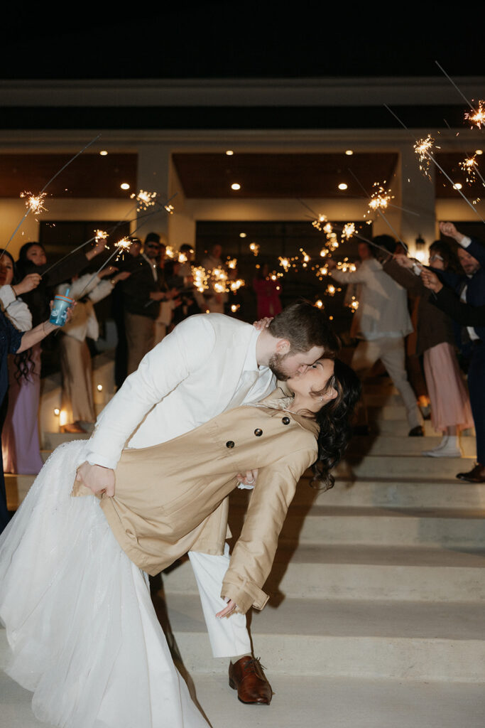 winter wedding venues sparkler exit DFW