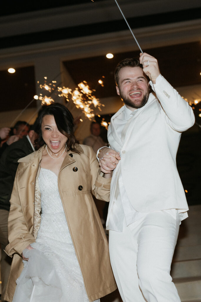 winter wedding venues sparkler exit DFW