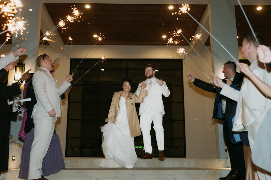 winter wedding venues sparkler exit DFW