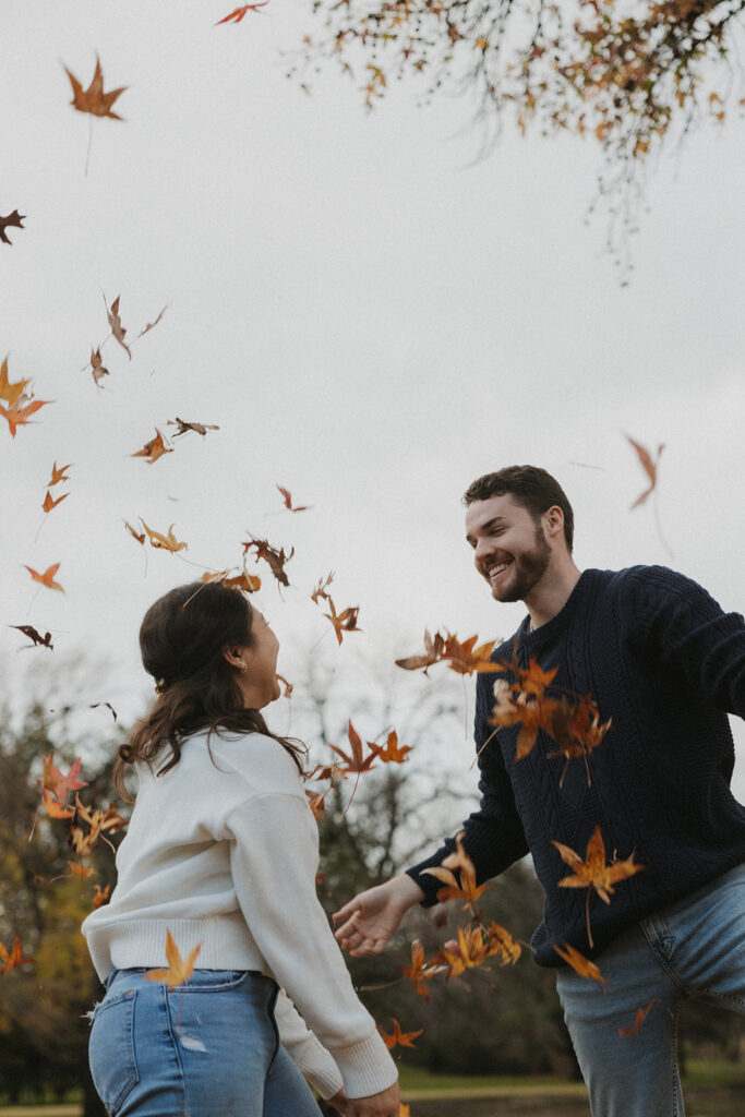 Winter Engagement Photos at Lakeside Park in Dallas