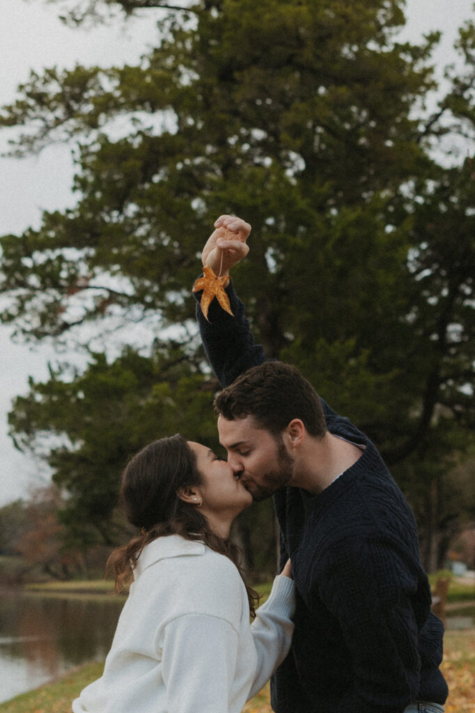 Winter Engagement Photos at Lakeside Park in Dallas