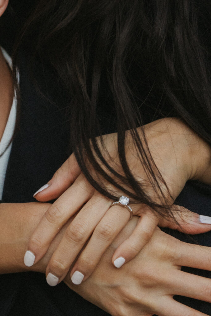 winter engagement photo rings