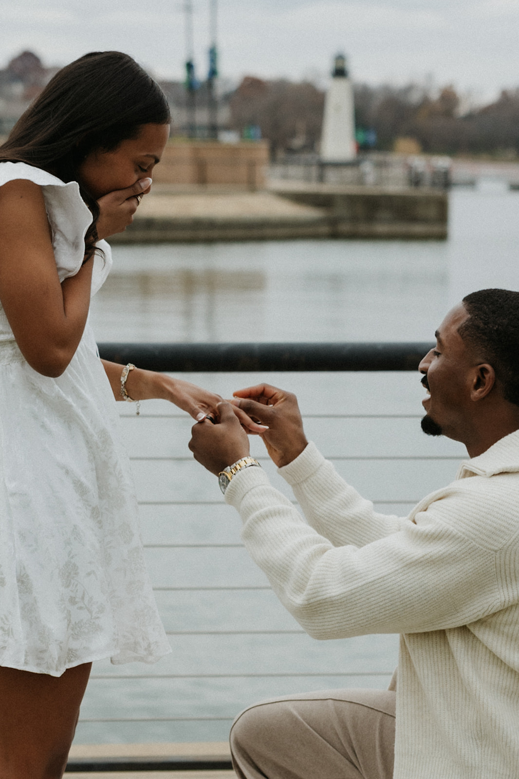 A romantic proposal at The Harbor in Rockwall.