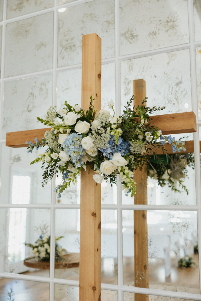 Hand-made wooden cross for the wedding ceremony. 