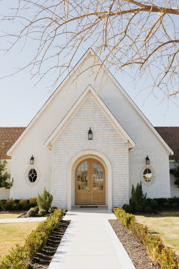 The outside of the wedding chapel at The Nest at Ruth Farms.